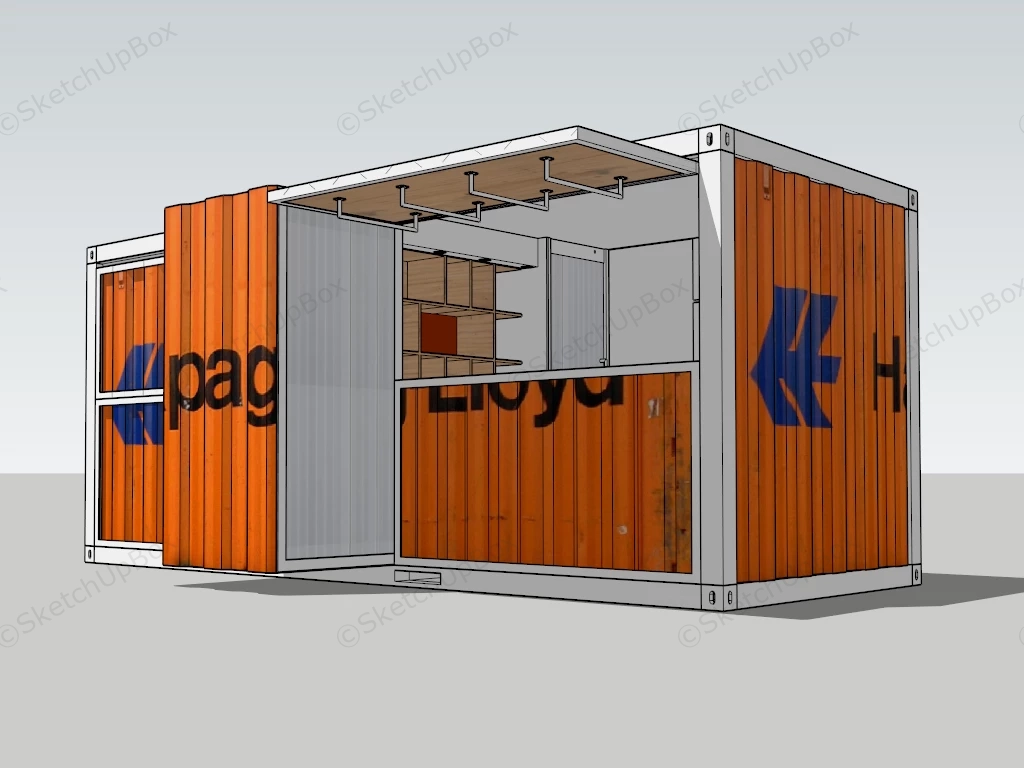 Shipping Container Kiosk sketchup model preview - SketchupBox