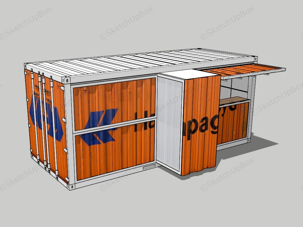 Shipping Container Kiosk sketchup model preview - SketchupBox