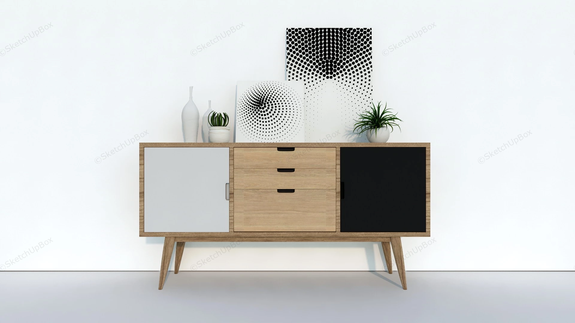 Minimalist Sideboard sketchup model preview - SketchupBox