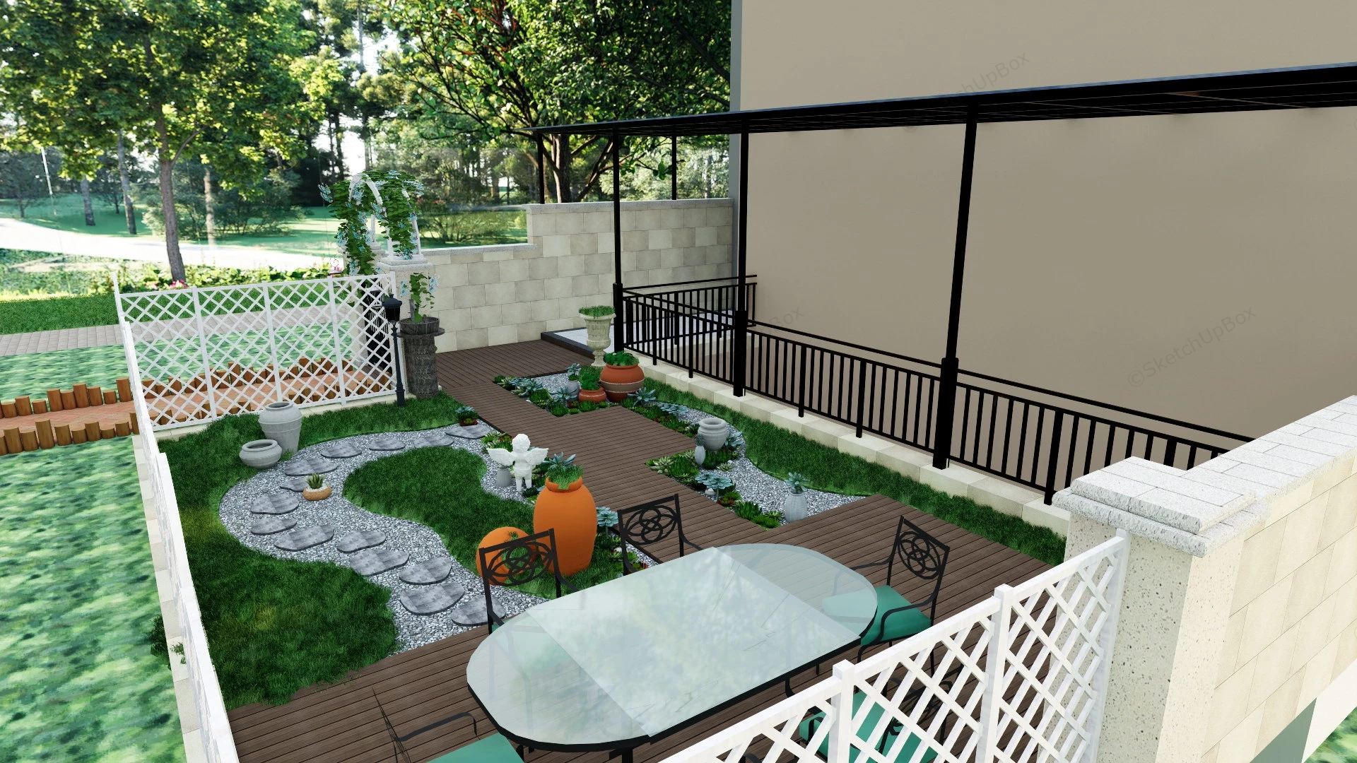 Backyard Garden Design Idea sketchup model preview - SketchupBox