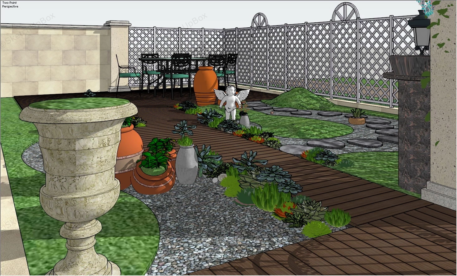 Backyard Garden Design Idea sketchup model preview - SketchupBox