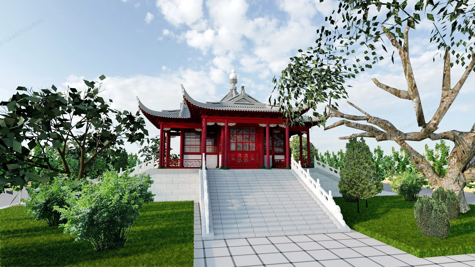 Buddha Tooth Relic Temple sketchup model preview - SketchupBox