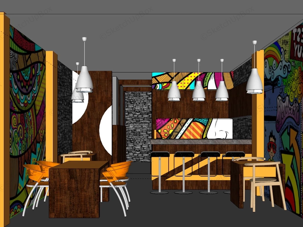 Postmodern Art Cafe sketchup model preview - SketchupBox