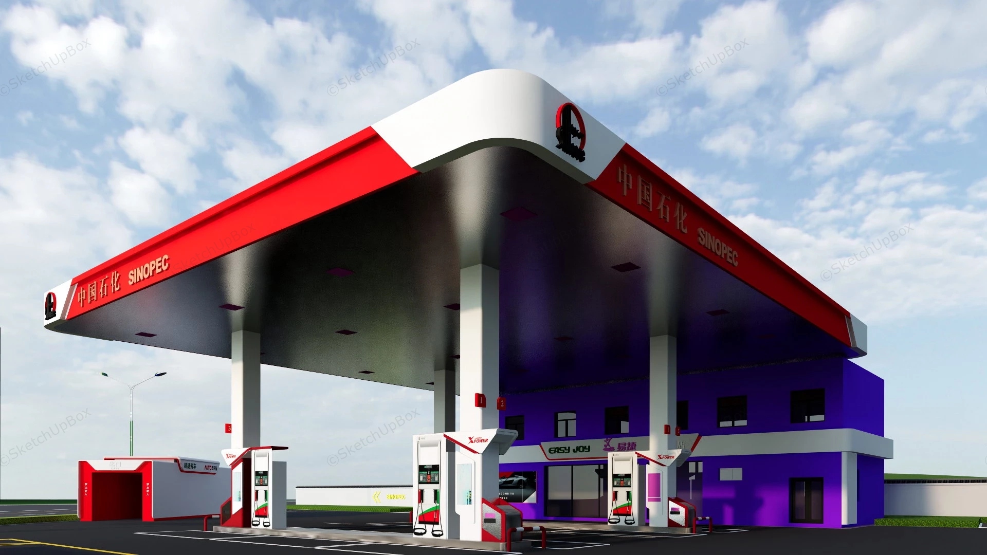 Sinopec Service Station sketchup model preview - SketchupBox