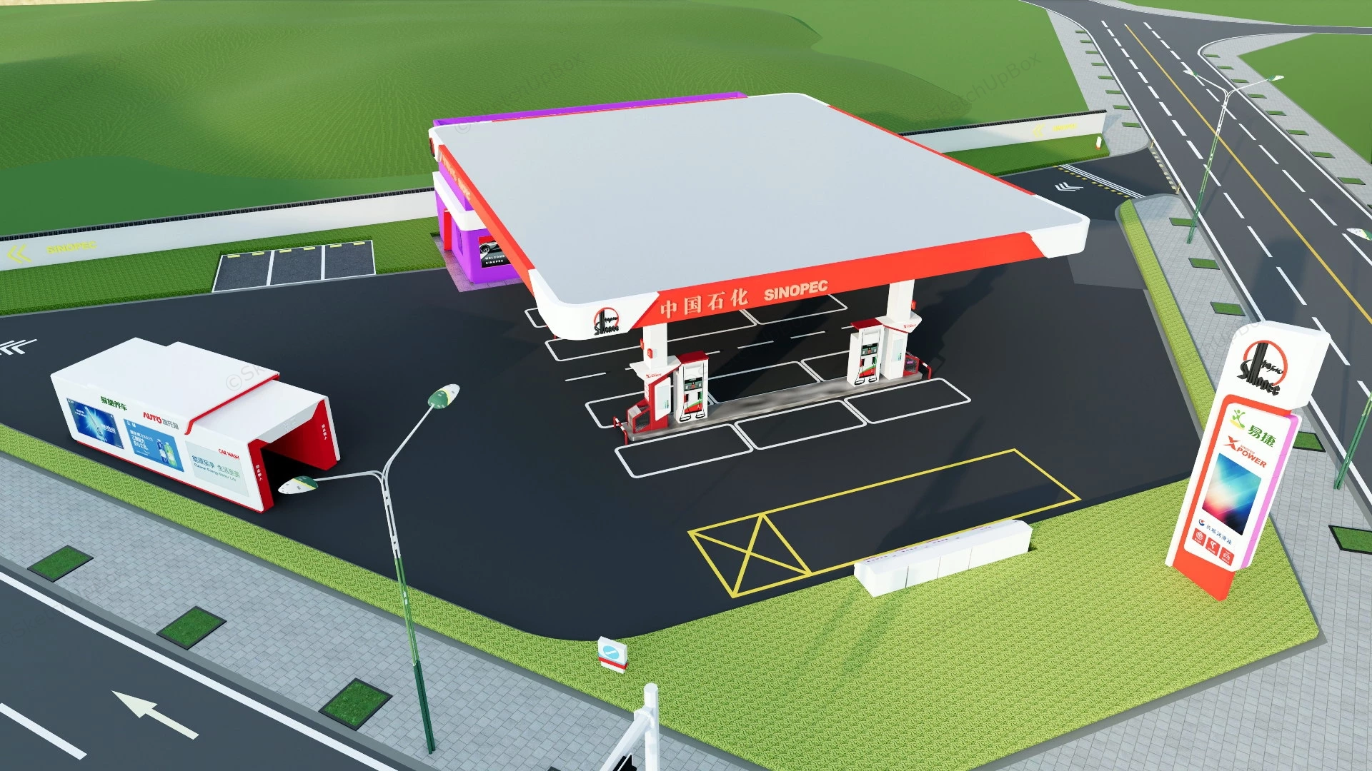 Sinopec Service Station sketchup model preview - SketchupBox