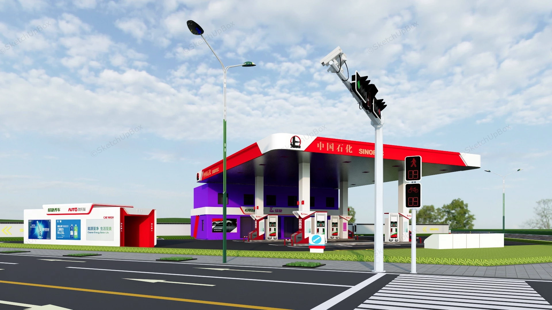 Sinopec Service Station sketchup model preview - SketchupBox