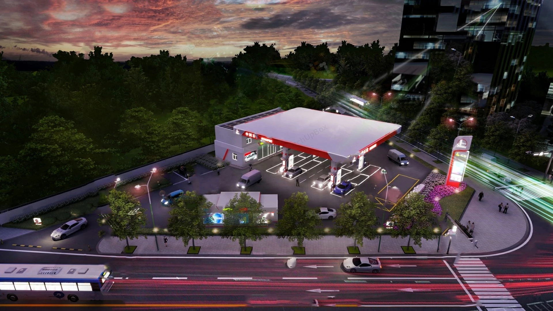 Sinopec Service Station sketchup model preview - SketchupBox