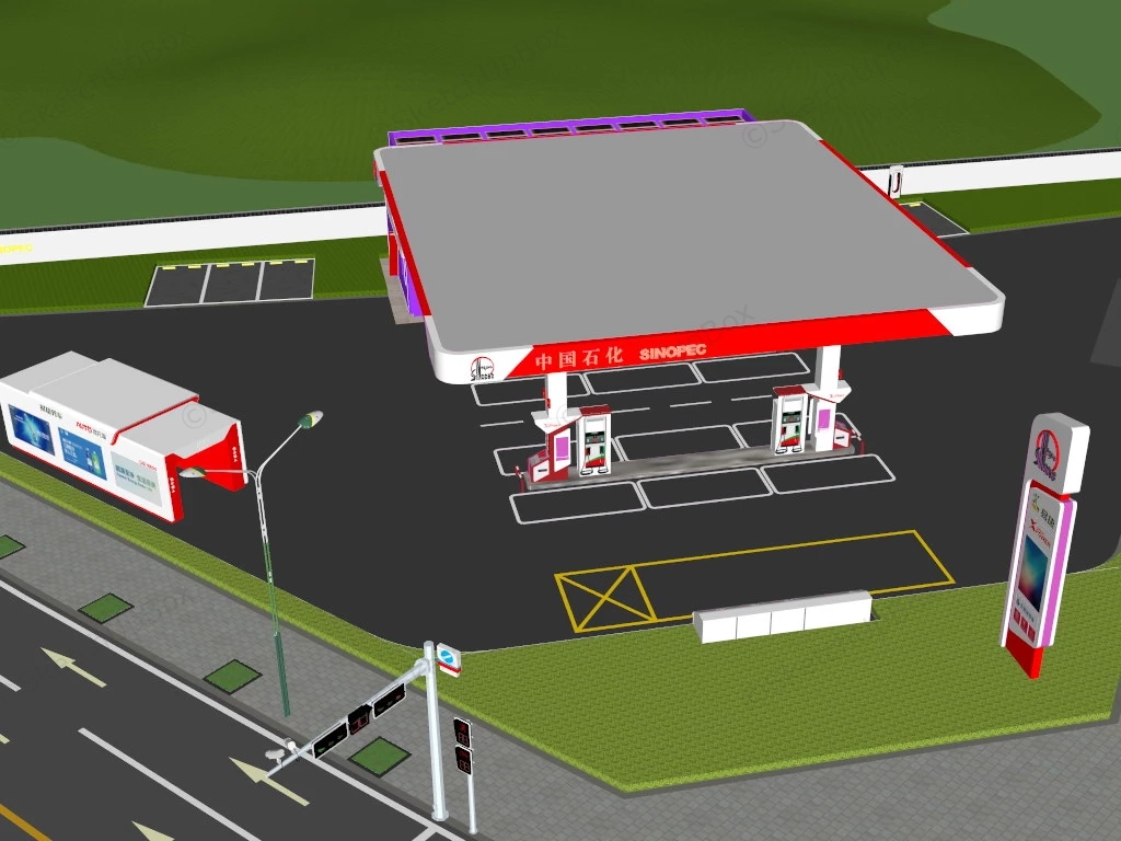 Sinopec Service Station sketchup model preview - SketchupBox