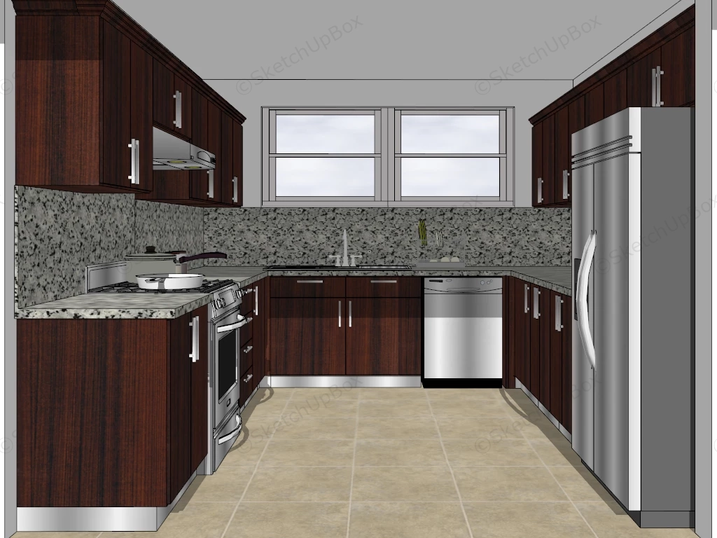 Small Kitchen U Shape Design sketchup model preview - SketchupBox