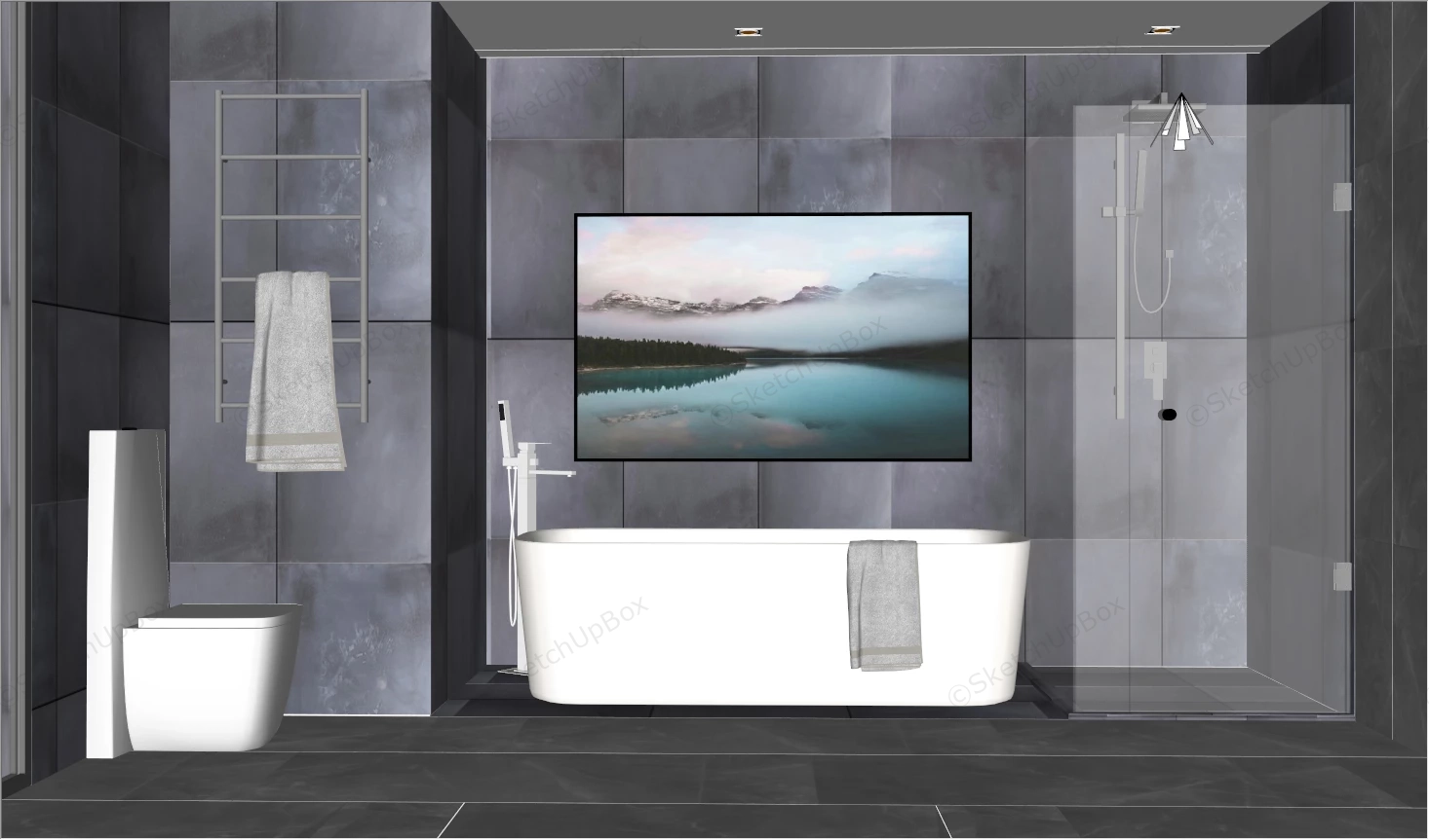 Bathroom Design With Bathtub And Shower sketchup model preview - SketchupBox