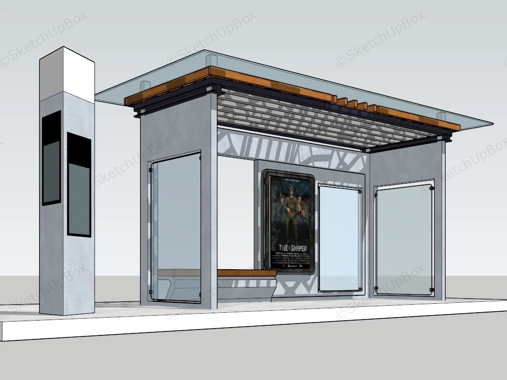 Bus Stop Shelter sketchup model preview - SketchupBox