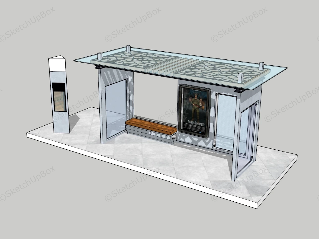 Bus Stop Shelter sketchup model preview - SketchupBox