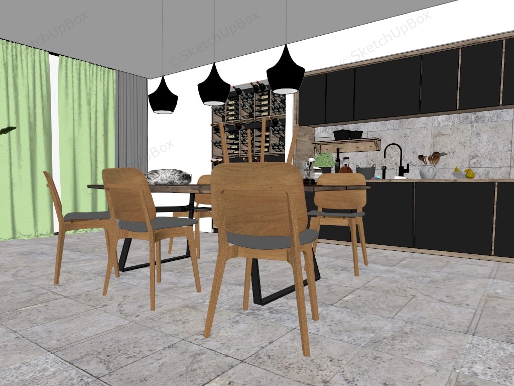 Rustic Industrial Kitchen Design sketchup model preview - SketchupBox