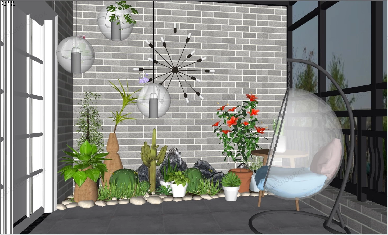 Small Balcony Garden Design sketchup model preview - SketchupBox