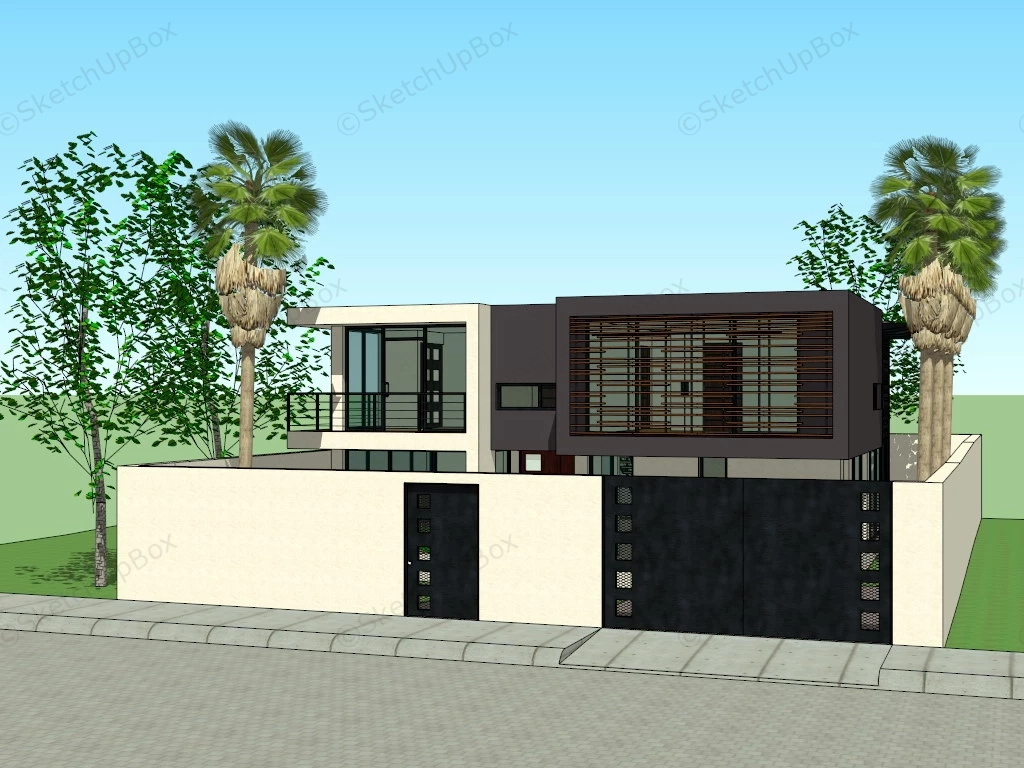 Modern 4 Bedroom House Plan sketchup model preview - SketchupBox