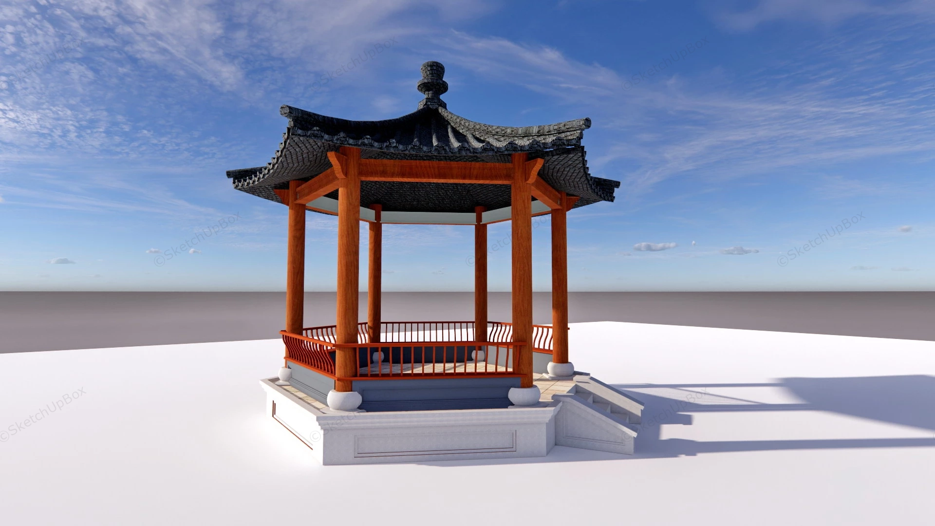 Chinese Garden Pavilion sketchup model preview - SketchupBox