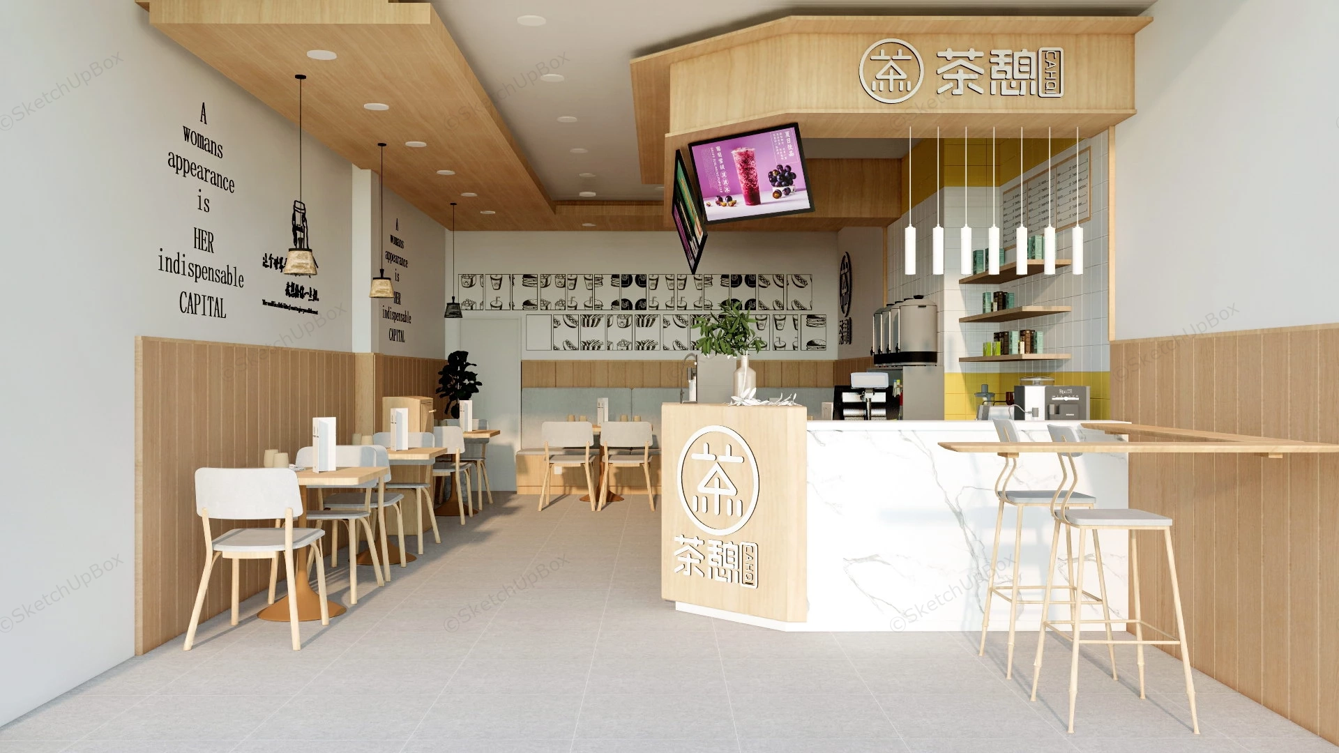 Bubble Tea Shop Design Idea sketchup model preview - SketchupBox