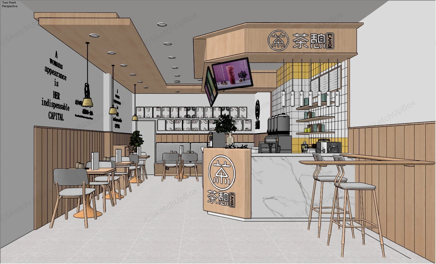 Bubble Tea Shop Design Idea sketchup model preview - SketchupBox