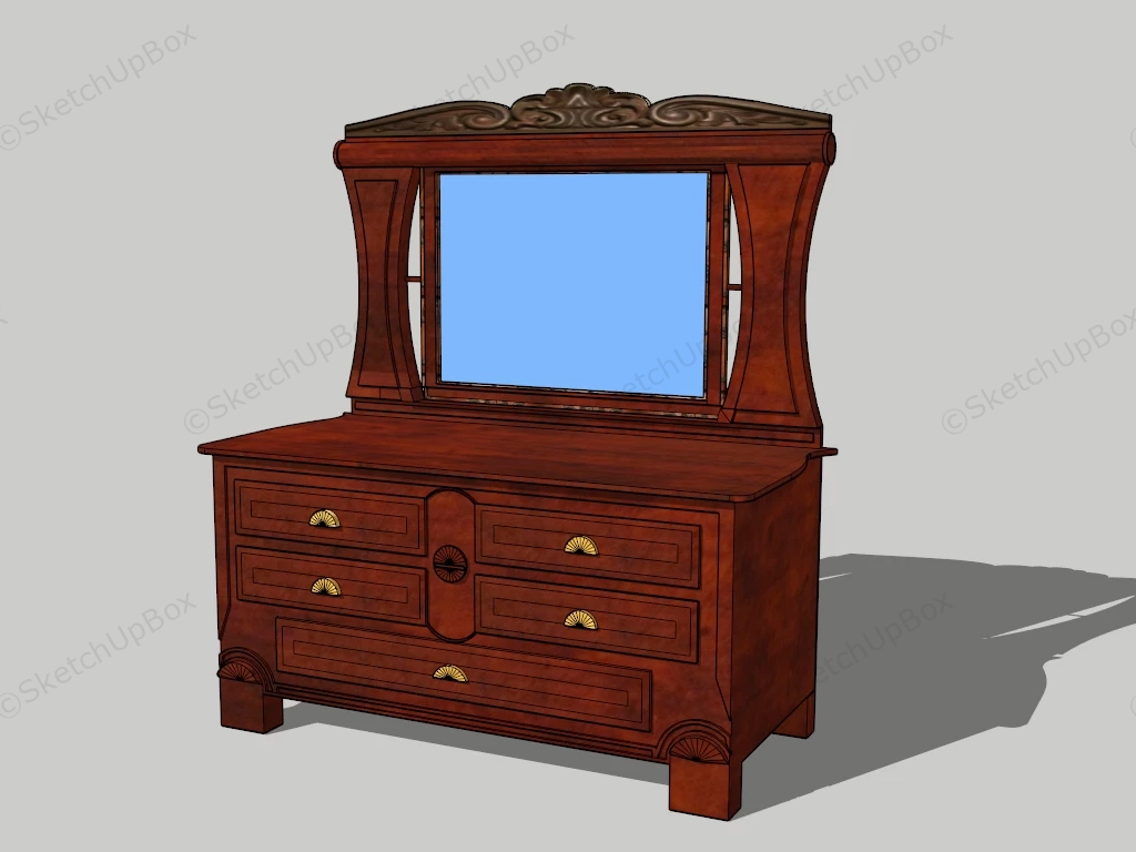 Antique Makeup Vanity With Mirror sketchup model preview - SketchupBox