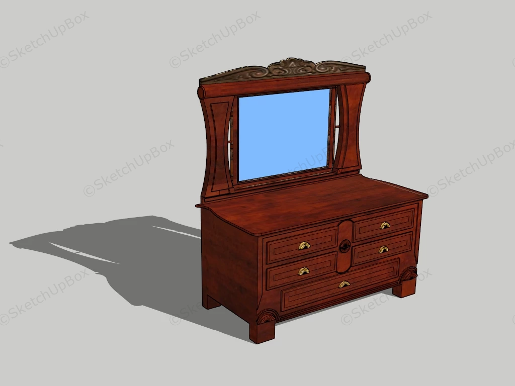 Antique Makeup Vanity With Mirror sketchup model preview - SketchupBox