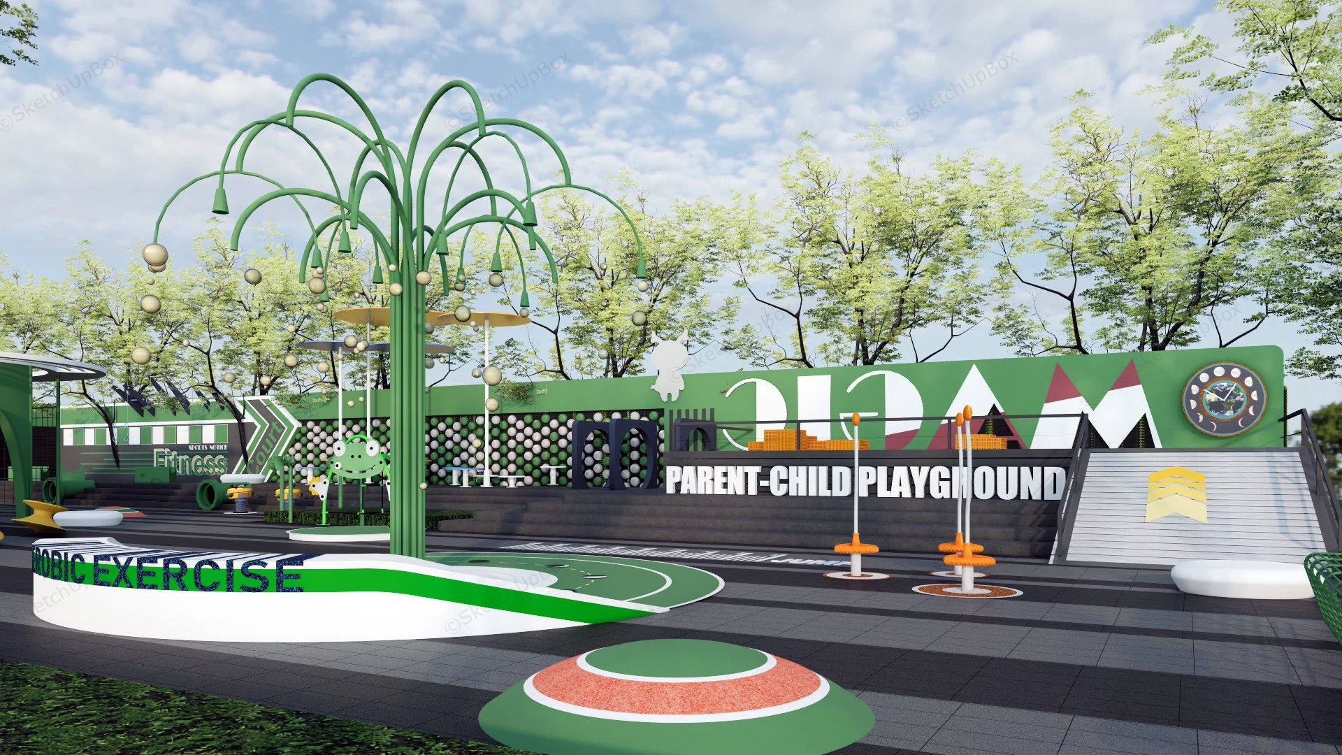 Neighborhood Park Playground Ideas sketchup model preview - SketchupBox