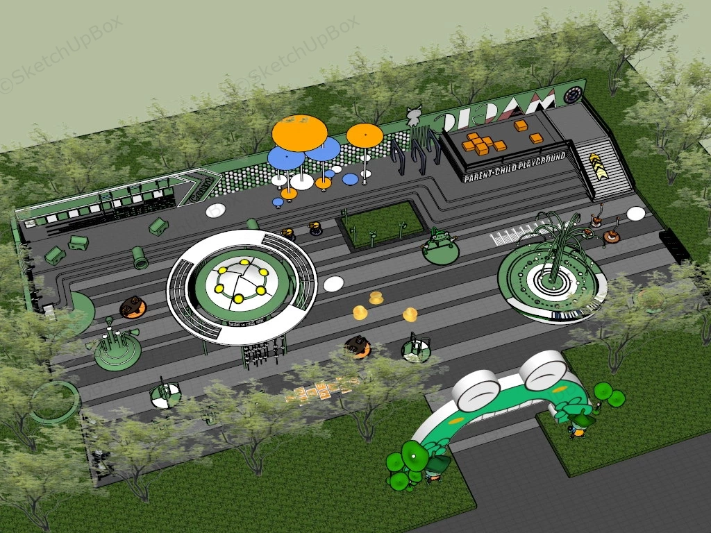 Neighborhood Park Playground Ideas sketchup model preview - SketchupBox