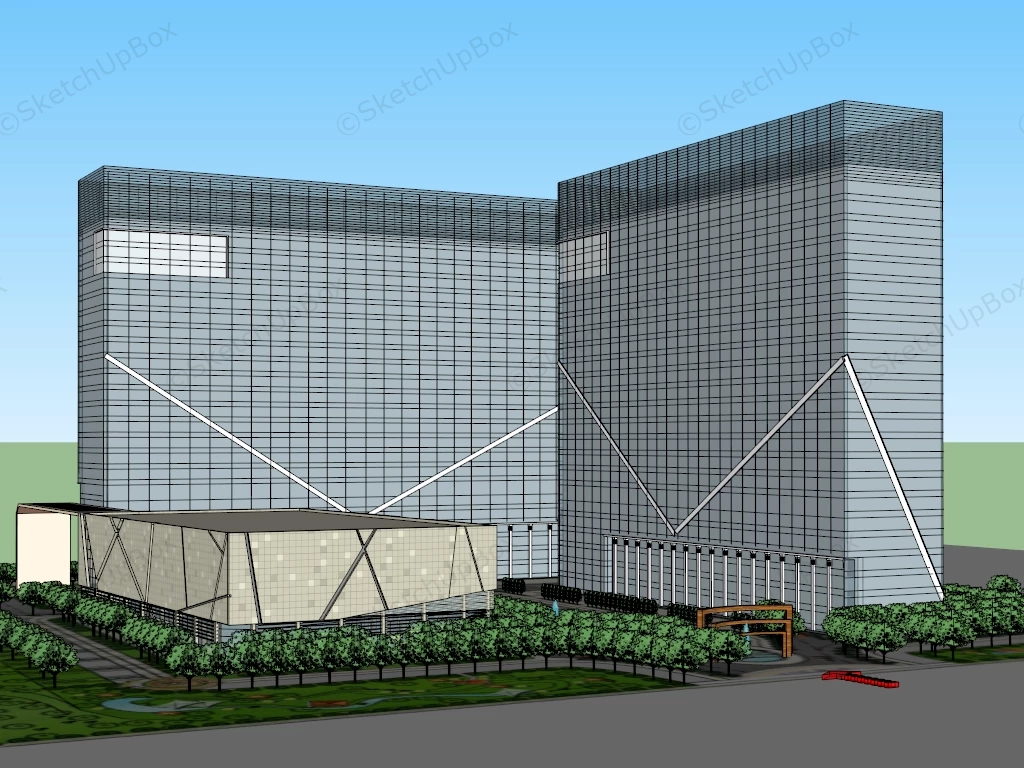 L Shaped Office Building sketchup model preview - SketchupBox