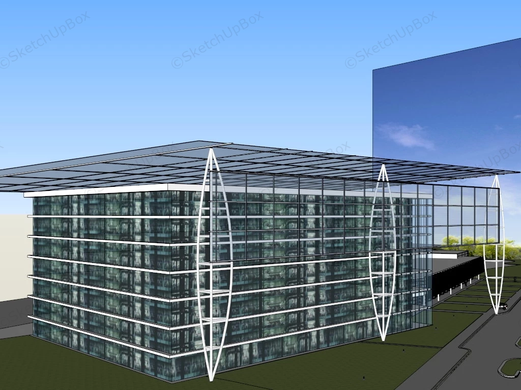 Modern Glass Office Building sketchup model preview - SketchupBox