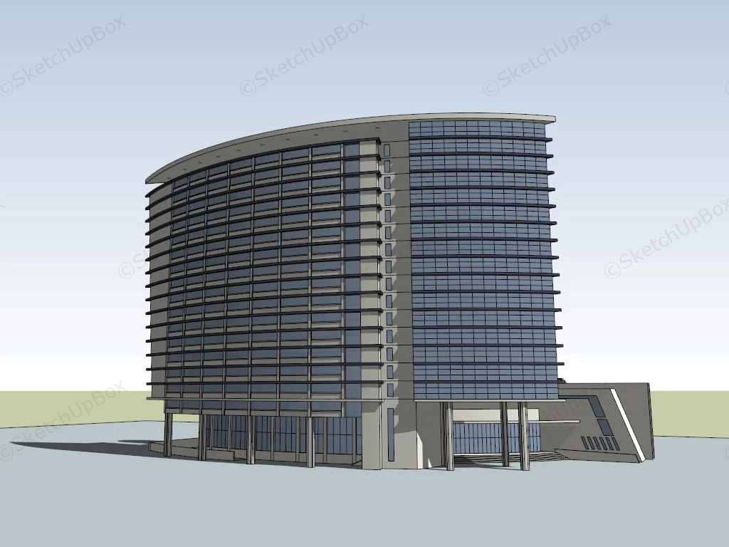 Modern Hotel Exterior sketchup model preview - SketchupBox