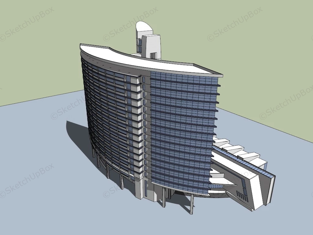 Modern Hotel Exterior sketchup model preview - SketchupBox