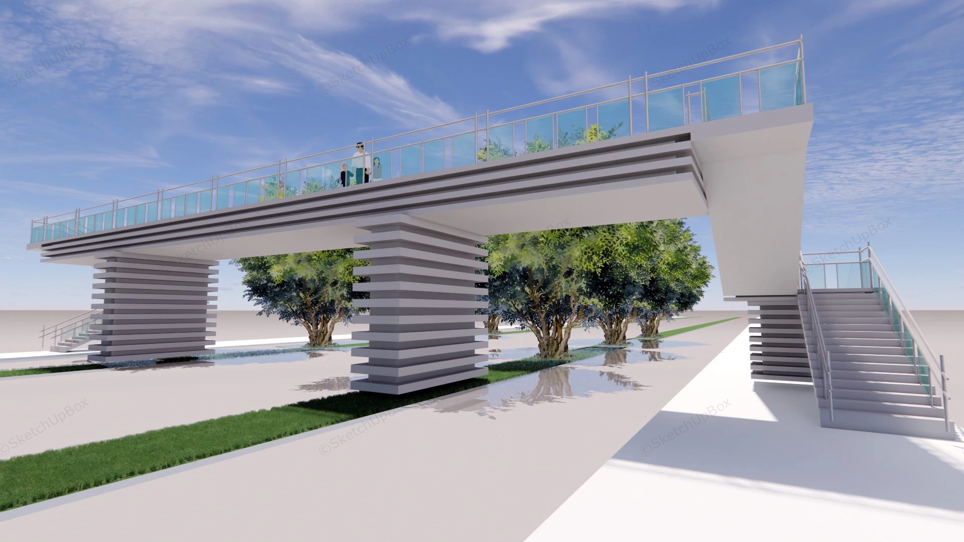 Skyway Pedestrian Bridge sketchup model preview - SketchupBox