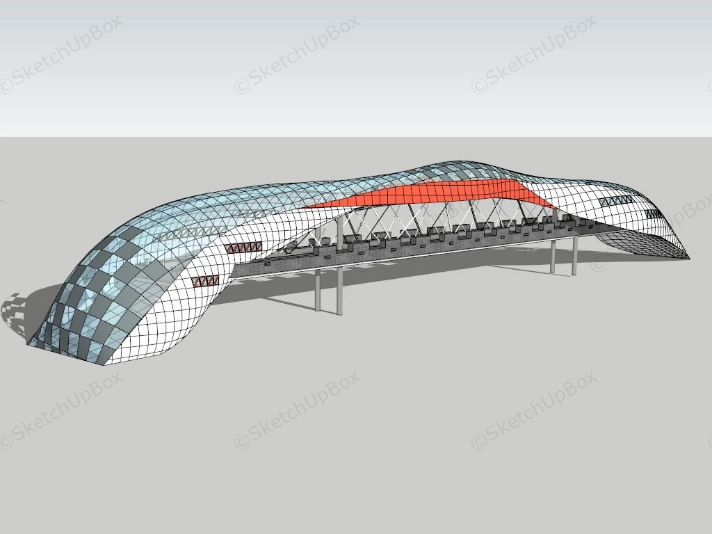 Overhead Pedestrian Bridge sketchup model preview - SketchupBox