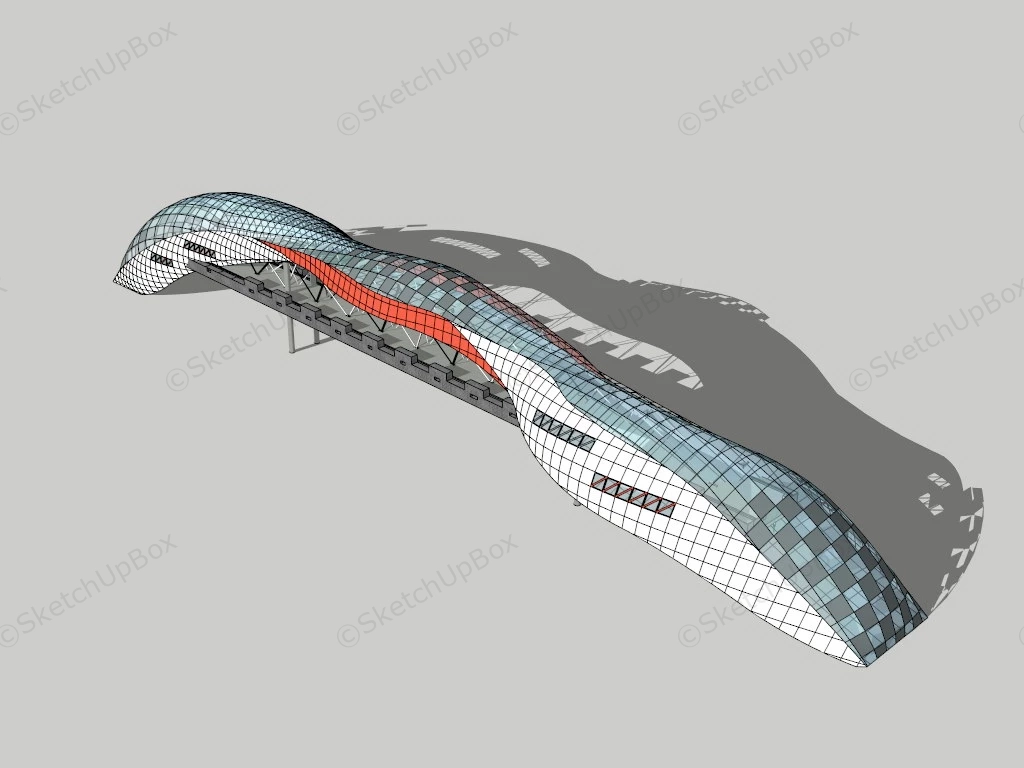 Overhead Pedestrian Bridge sketchup model preview - SketchupBox