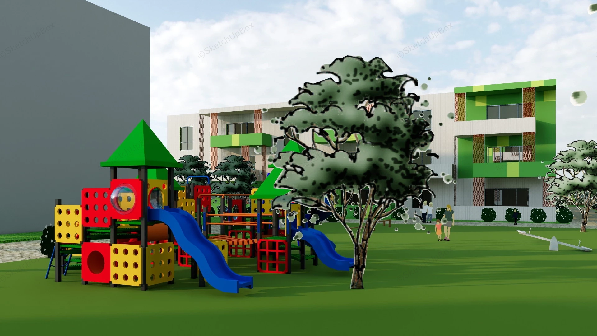 Kindergarten Architecture Concept sketchup model preview - SketchupBox