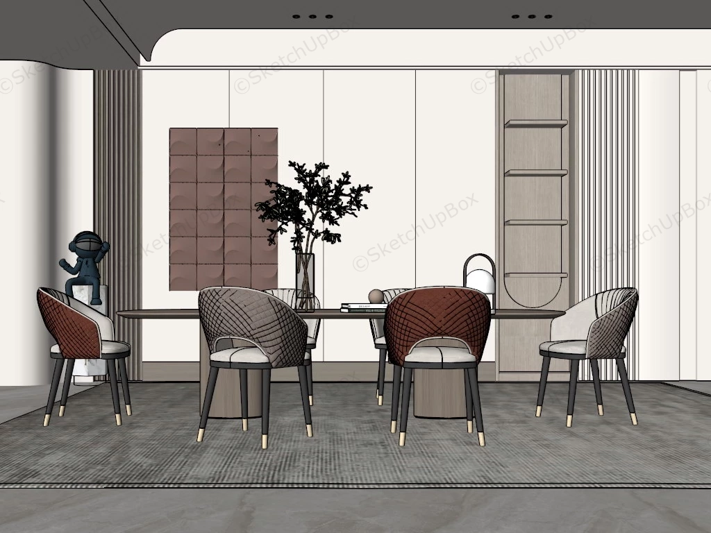 Minimalist Dining Room With Accent Wall sketchup model preview - SketchupBox