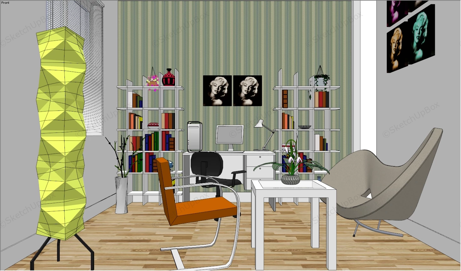 Modern Home Office Design sketchup model preview - SketchupBox