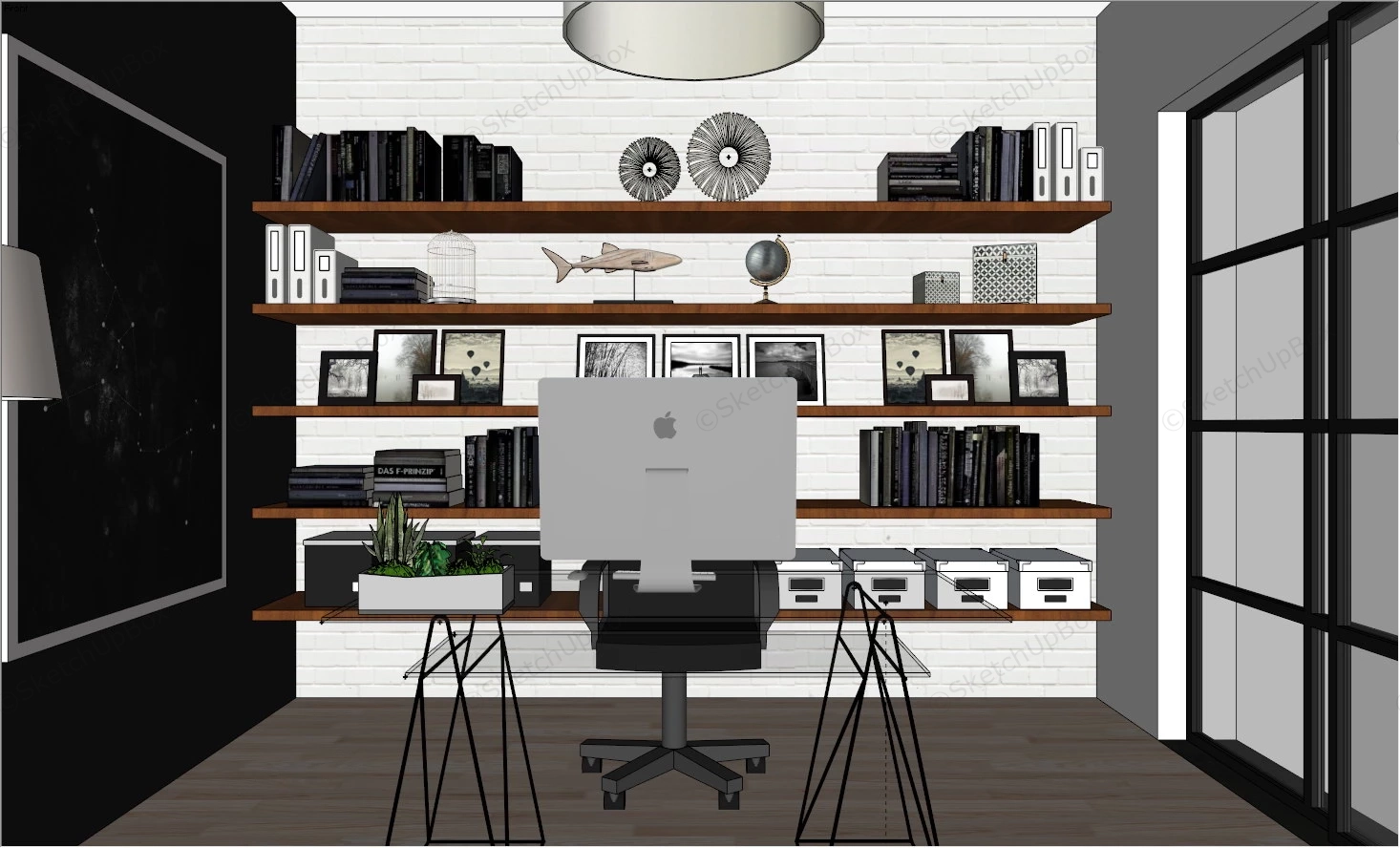 Small Space Home Office Idea sketchup model preview - SketchupBox