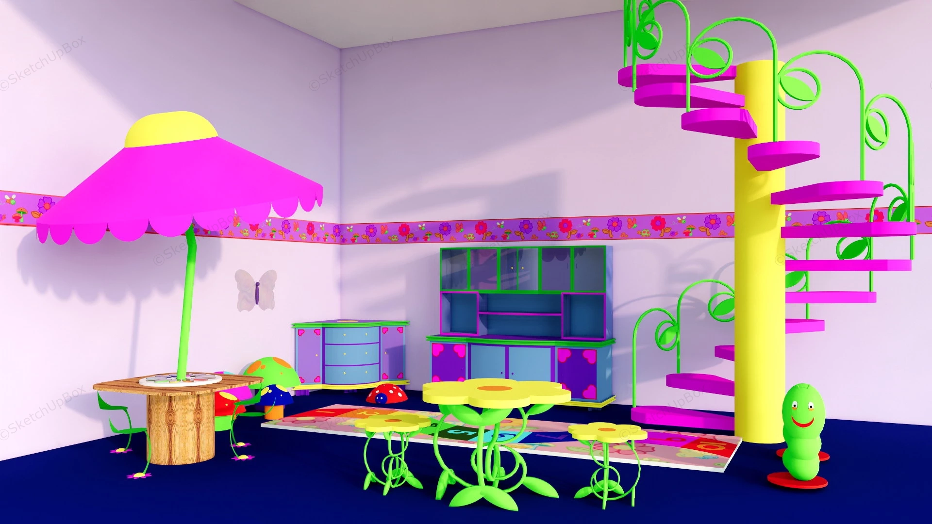 Adorable Kids Playroom sketchup model preview - SketchupBox