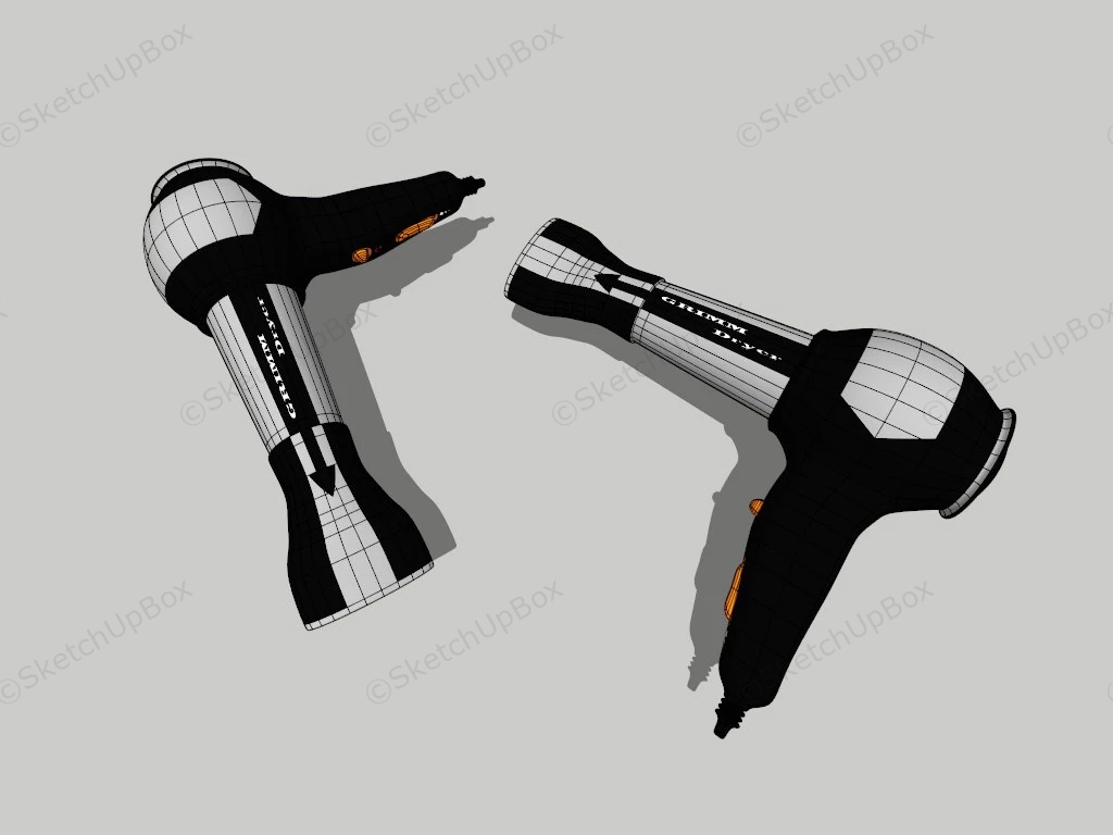 Black Hair Dryer sketchup model preview - SketchupBox