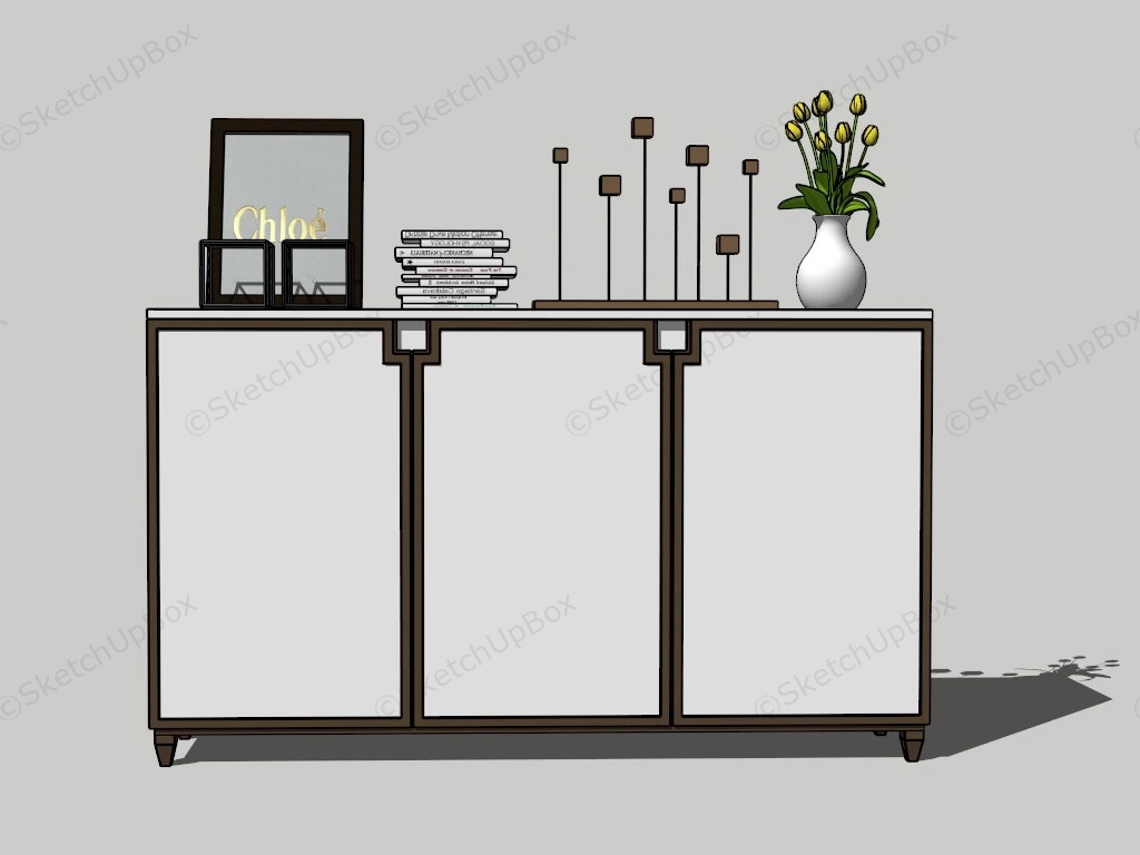 White Console Cabinet sketchup model preview - SketchupBox