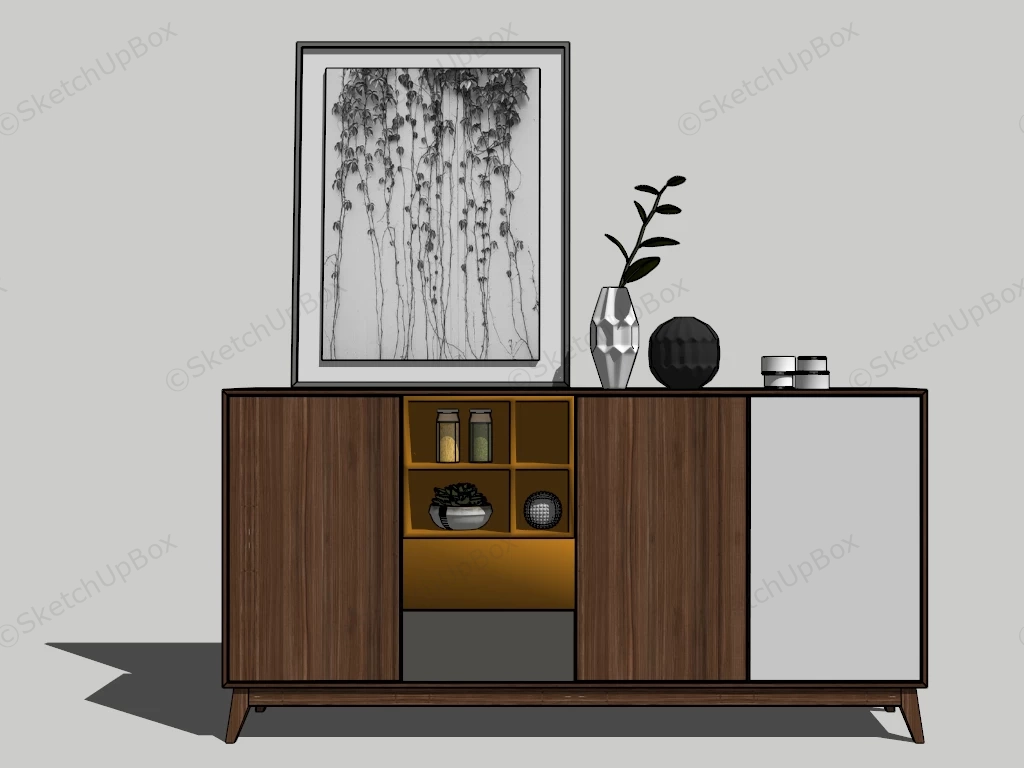 Wood Sideboard Cabinet sketchup model preview - SketchupBox