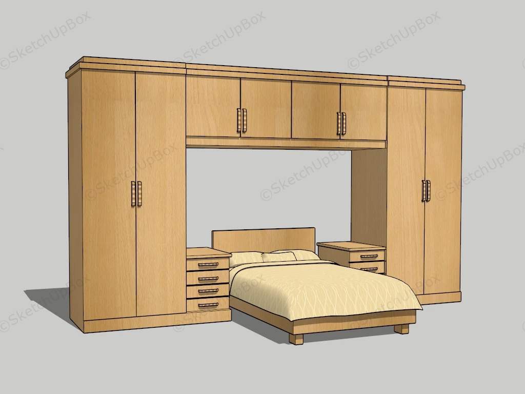 Wardrobe With Bed Design sketchup model preview - SketchupBox