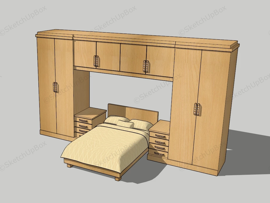 Wardrobe With Bed Design sketchup model preview - SketchupBox