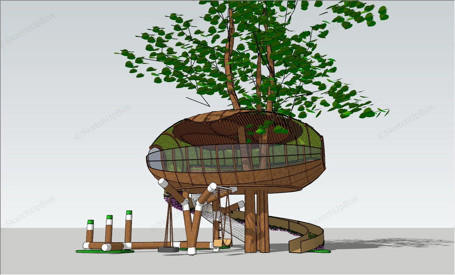 Backyard Treehouse Playground sketchup model preview - SketchupBox