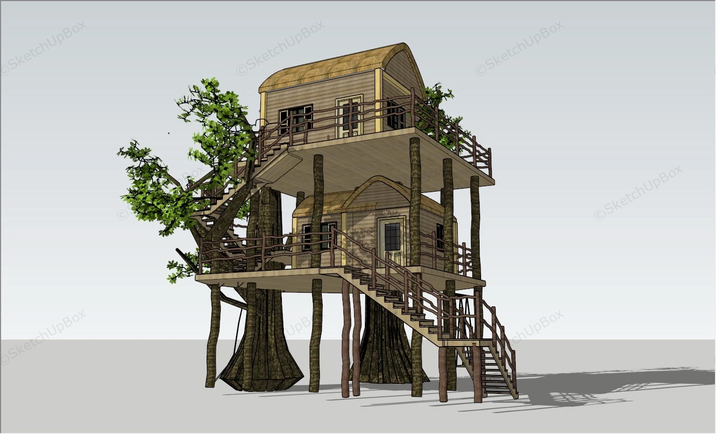 2 Story Treehouse sketchup model preview - SketchupBox