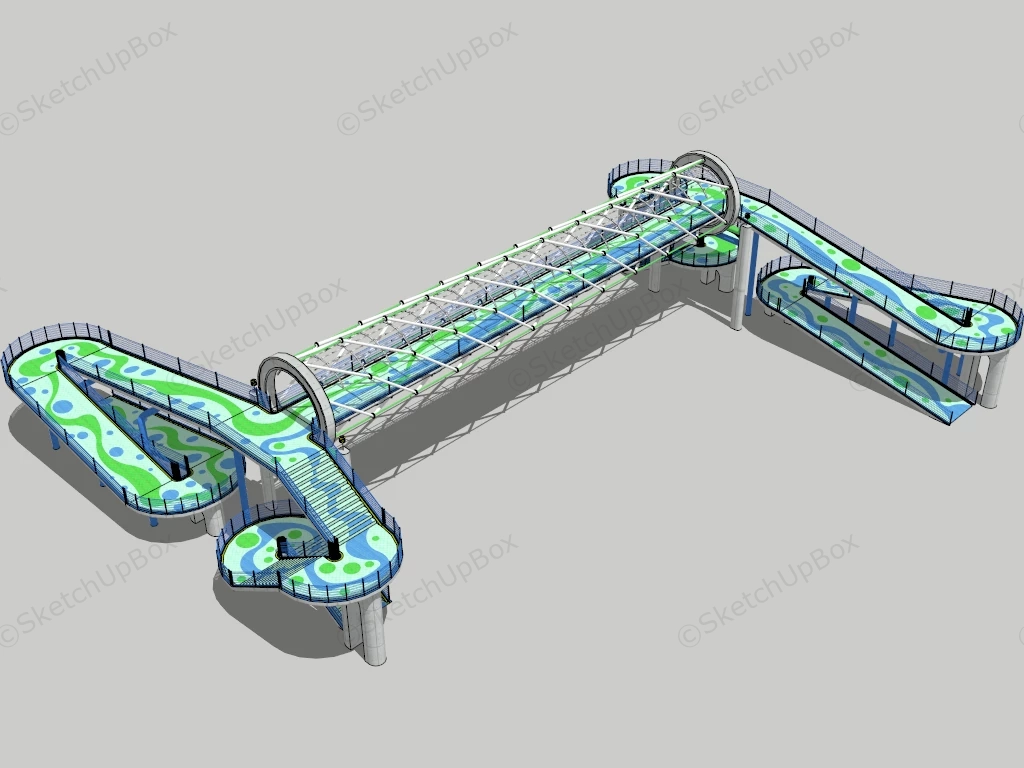 Modern Overhead Pedestrian Bridge sketchup model preview - SketchupBox