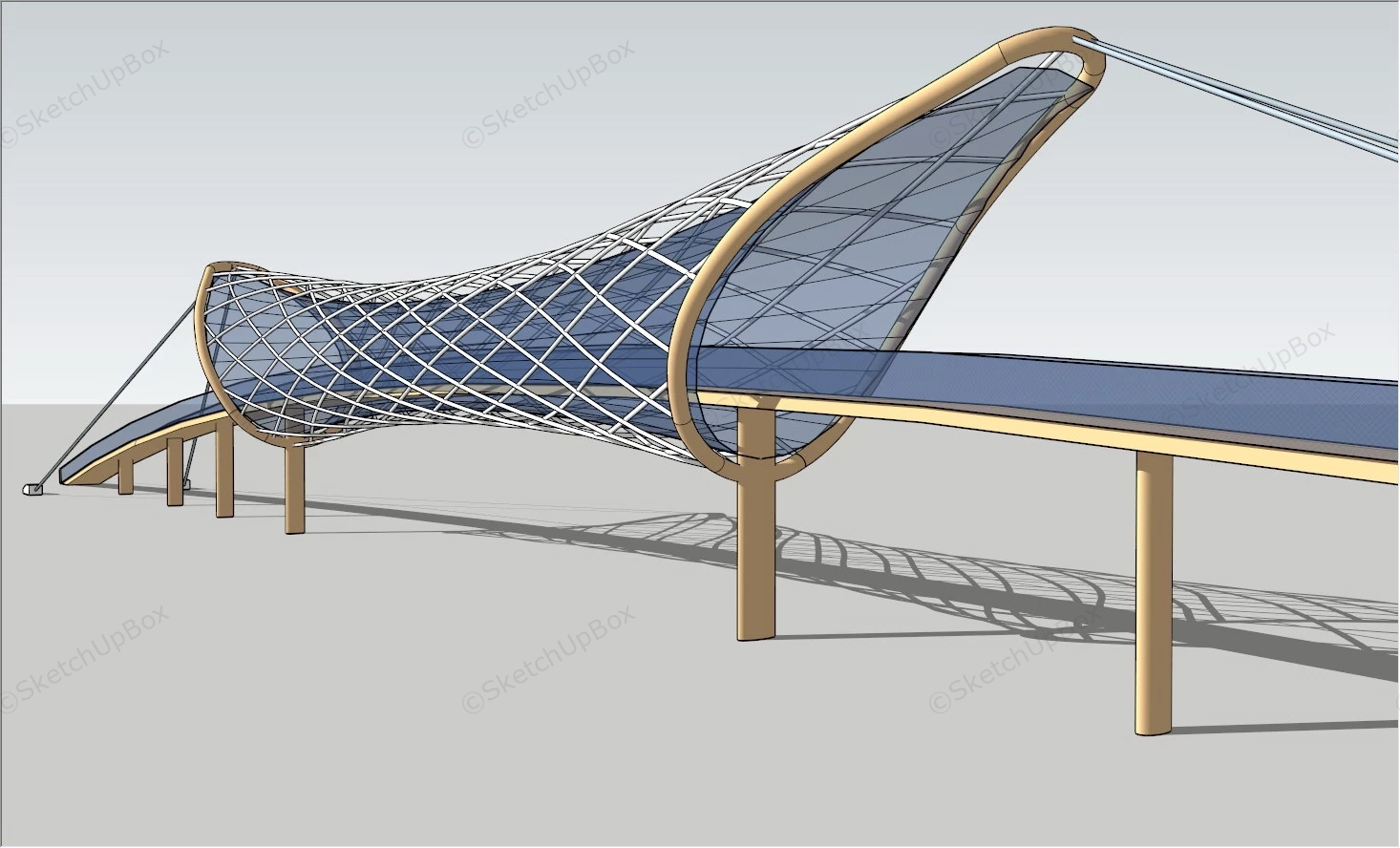 Modern Pedestrian Bridge Design sketchup model preview - SketchupBox