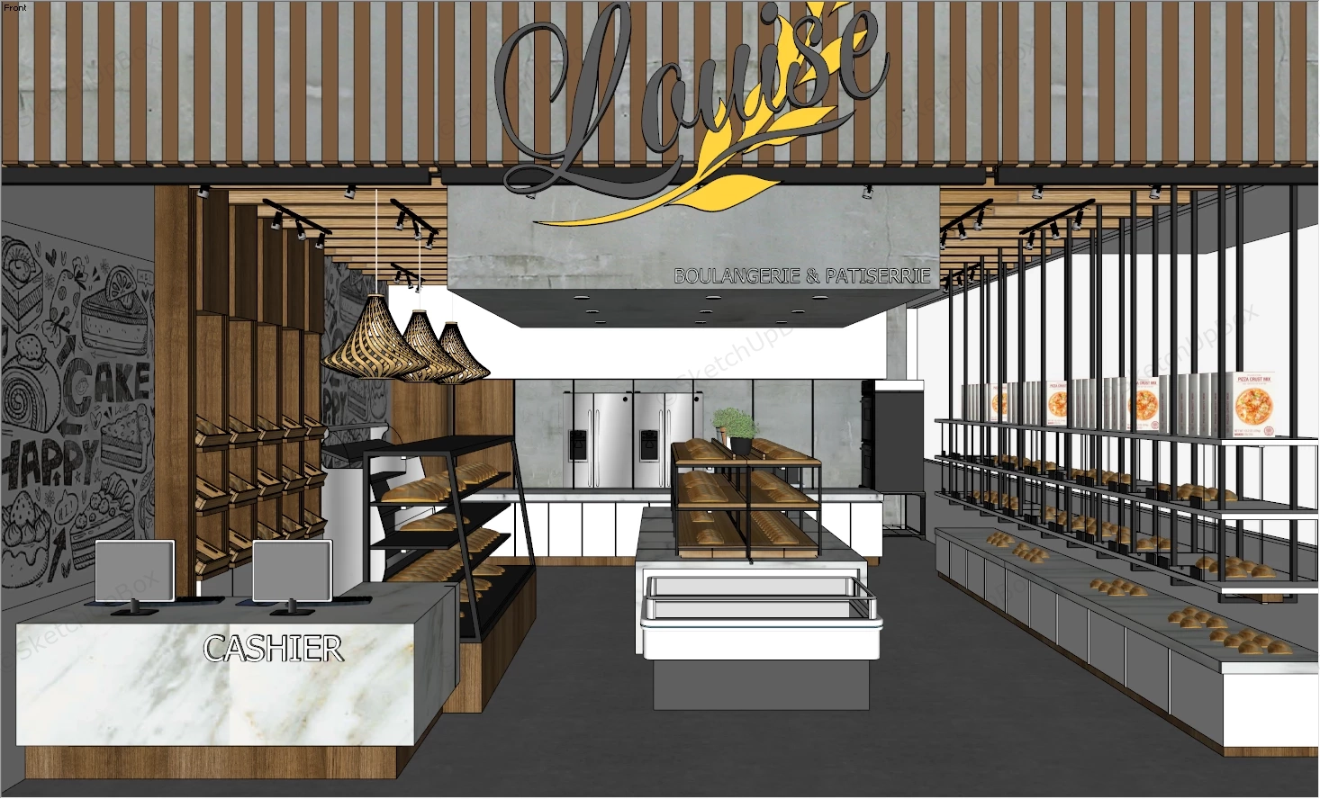 Bakery Shop Interior Design sketchup model preview - SketchupBox