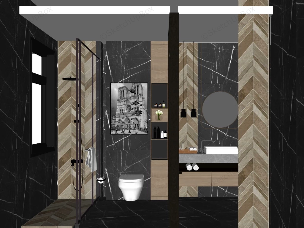 Black And Cream Bathroom Idea sketchup model preview - SketchupBox