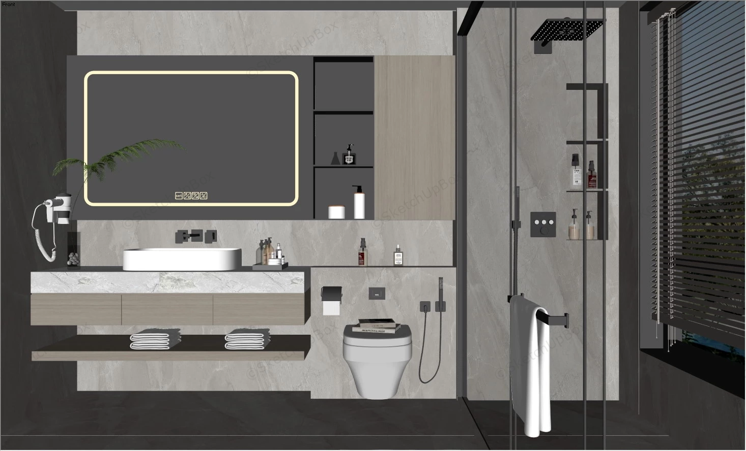 Small Cream Bathroom Ideas sketchup model preview - SketchupBox